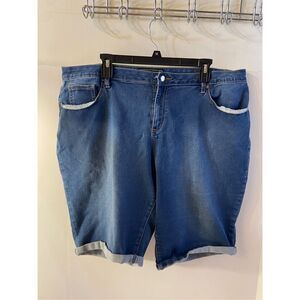 Cato woman 20w classic denim‎ shorts rolled hem rn#37080